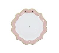 Générique - 8 Assiettes Carton Petit C?'UR 23CM Rose