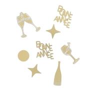 Générique - 8 CONFETTIS BOIS ANNÉE PÉTILLANT 2.5-6CM OR