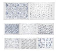 Générique 8 Feuilles de Décalcomanies sous Glaçure pour Céramique Papier Transfert Poterie Bleu Traditionnel Motifs Floraux Résistants Haute Température 8 Pcs pour Décoration DIY Argile