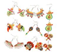 Générique 8 Paires Boucles Oreilles Multicolores avec Impression de Squelette et Avocat Lot de Légères et Durables pour Femmes Parfaites pour Style et