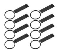 Générique 8 Pièces Porte-clés en Acier Inoxydable Noir Rectangulaire, Léger et Facile à Fixer, Surface Polie Miroir pour Gravure Personnalisée, pour DIY et Occasions Spéciales