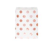 Generique - 8 Sacs Cadeaux en Papier Blancs à Pois Roses Gold 17,5 x 13,5 cm