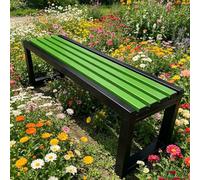 Générique 80-180cm Jardin Extérieur Cadre en Métal Banquette De Parc Anticorrosion Bancs De Patio Meubles De Jardin en Bois Massif, Mobilier d'Extérieur sans Dossier(Black-Green,L150cm)