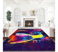 Générique 80 x 150 cm Multicolore Tapis de Salon Lavable en Machine Doux | Abstrait d'Entretien Imperméable Durable Adapté à l'Aspirateur Boston Terrier Mignon Moderne