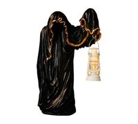 Générique 8inch Witch Statue, Ghost Holding Lantern Statue, Spooky Witch Lantern Ornaments, Dark Mysterious Man in Black, Hell Messenger Lantern Decoration