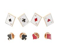 Générique 8pcs Broches en Alliage à Motif Cartes de Poker pour Col, Design Unique et Petit, Structure de Fermoir Sécurisée, pour Tenue Professionnelle et Manteaux