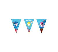 Generique - 9 drapeaux triangulaires Baby Shark en papier FSC, PR92544