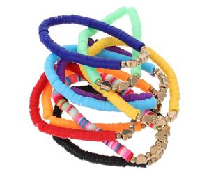 Générique 9 Pièces Bracelets de Perles Extensibles, Bracelets Empilables Bohèmes, Lot de Set, en Argile Polymère Acrylique, Cœur, pour Plage D'été et Fêtes