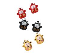 Générique 9 Pièces Clochettes Chat Chance Émail avec Motif Chat Fortune Pendentifs Suspendus Décoratifs pour Collier Sac à Dos Porte-clés Accessoires DIY Légers et Compacts