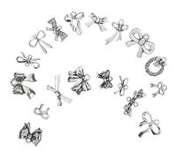 Générique 90 Breloques Pendentifs Nœud en Métal Argenté Ancien Mini Breloques pour Colliers Bracelets et Boucles d'Oreilles Fournitures pour Création de Bijoux DIY Pack 5 Sachets