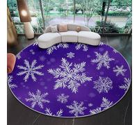 Générique 90 cm Tapis Rond Minimaliste Décoration Mode Flocon De Neige Tapis Salon avec Envers Antidérapant Et Lavable pour Chambre, Cuisine, Chambre d'enfant, Violet Poil Ras Tapis De Marche