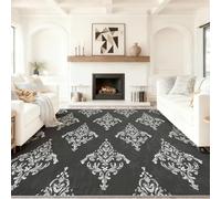 Générique 90 x 150 cm Tapis Entrée Intérieur, Noir Antidérapant Tapis Lavable, Pile Courte Tapis Salon Haut De Gamme Style Européen Relief Jacquard pour Dessous, Cuisine, Chambre Chien