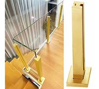Générique 90cm Gold Square Glass Railing Post, Indoor Balustrade for Loft Stairway & Hallway, Durable Glass Support Column with Base & Screws, H-100cm (39.4")