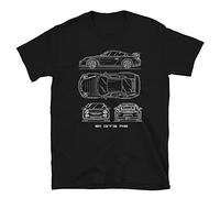 Générique 911 GT 3 RS Performance Car Blueprint T Shirt High Detail Silhouette Technical Drawing Graphic