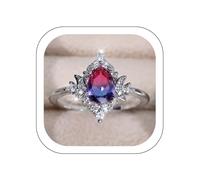 Générique 925 bague de fiançailles en argent pur pour les femmes coupées hexagonaux pierre de naissance promesse bague pour sa couleur de Noël cubes d'oxyde de titane bague taille 4-10