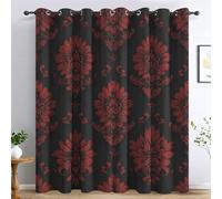 Générique 98% Rideau Occultant Baroque Rouge, Rideaux et Draperies Intérieurs Floral Vintage Lot de 2, Rideau Salon Chambre Fenetre à Oeillets, L 140 x H 220 cm D&P54