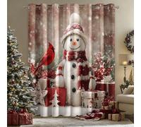 Générique 98% Rideau Occultant Bonhomme de Neige, Rideaux et Draperies Intérieurs Cardinal Lot de 2, Rideau Salon Chambre Fenetre à Oeillets, L 140 x H 220 cm D&P38