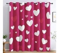 Générique 98% Rideau Occultant Cœur Blanc, Rideaux et Draperies Intérieurs Cœur de Dessin Animé Lot de 2, Rideau Salon Chambre Fenetre à Oeillets, L 140 x H 200 cm D&P54