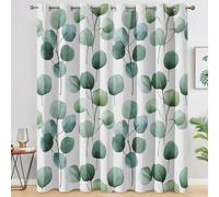 Générique 98% Rideau Occultant Feuilles d'Eucalyptus, Rideaux et Draperies Intérieurs Aquarelle Vert Feuille Lot de 2, Rideau Salon Chambre Fenetre à Oeillets, L 140 x H 200 cm D&P55