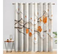 Générique 98% Rideau Occultant Fleur à l'huile, Rideaux et Draperies Intérieurs Floral Blanche Lot de 2, Rideau Salon Chambre Fenetre à Oeillets, L 140 x H 240 cm D&P38