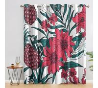 Générique 98% Rideau Occultant Fleur Tropical, Rideaux et Draperies Intérieurs Fleur Rouge Lot de 2, Rideau Salon Chambre Fenetre à Oeillets, L 117 x H 137 cm D&P38