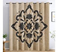 Générique 98% Rideau Occultant Fleur Vintage, Rideaux et Draperies Intérieurs Damas Noir Lot de 2, Rideau Salon Chambre Fenetre à Oeillets, L 75 x H 166 cm D&P54