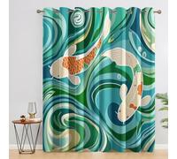 Générique 98% Rideau Occultant Koï Japonais, Rideaux et Draperies Intérieurs Tourbillon Abstrait Lot de 2, Rideau Salon Chambre Fenetre à Oeillets, L 140 x H 240 cm D&P38