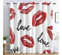 Générique 98% Rideau Occultant Lèvres Rouge, Rideaux et Draperies Intérieurs Rouge à Lèvres Lot de 2, Rideau Salon Chambre Fenetre à Oeillets, L 110 x H 215 cm D&P54