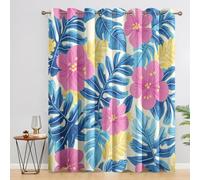 Générique 98% Rideau Occultant Monstera Bleu, Rideaux et Draperies Intérieurs Fleur Rose Lot de 2, Rideau Salon Chambre Fenetre à Oeillets, L 140 x H 180 cm D&P38