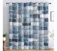 Générique 98% Rideau Occultant Mur de Briques Bleu, Rideaux et Draperies Intérieurs Mur Rustique Lot de 2, Rideau Salon Chambre Fenetre à Oeillets, L 140 x H 180 cm D&P54