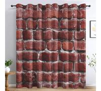 Générique 98% Rideau Occultant Mur de Briques Rouge, Rideaux et Draperies Intérieurs Mur de Pierre Lot de 2, Rideau Salon Chambre Fenetre à Oeillets, L 140 x H 160 cm D&P54