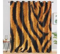 Générique 98% Rideau Occultant Peau de Tigre, Rideaux et Draperies Intérieurs Imprimé Animaux Sauvage Lot de 2, Rideau Salon Chambre Fenetre à Oeillets, L 110 x H 215 cm D&P55