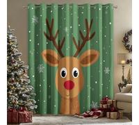 Générique 98% Rideau Occultant Renne de Noël, Rideaux et Draperies Intérieurs Animaux Mignon Lot de 2, Rideau Salon Chambre Fenetre à Oeillets, L 140 x H 240 cm D&P38