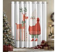 Générique 98% Rideau Occultant Renne de Noël, Rideaux et Draperies Intérieurs Père Noël Lot de 2, Rideau Salon Chambre Fenetre à Oeillets, L 140 x H 220 cm D&P38