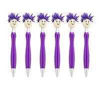 Générique à bille à tête de vadrouille 6 pièces 1, 0 mm, Plum | à bille rétractable avec cheveux en peluche, fournitures scolaires et de bureau pour écriture lisse, encres