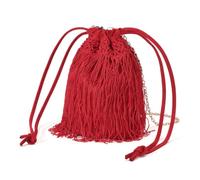 Générique à main à pompon avec texture à franges, à main seau à sangle en chaîne, adapté looks de soirée des invités de mariage ce soir, à pompon, de soirée, à bandoulière