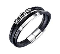Générique À mon fils Liens familiaux - Bracelet en cuir « Linked Forever », bracelet manchette en cuir avec nœud, bracelets inspirants tressés noirs (Black)