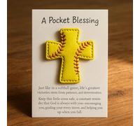 Générique A Pocket Blessing-Baseball Cross Edition,Handmade Pocket-Sized Faux Leather Stitched Cross Faith Gift,Sport Themed Pocket Blessing with Inspiring Cards
