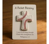 Générique A Pocket Blessing-Baseball Cross Edition,Handmade Pocket-Sized Faux Leather Stitched Cross Faith Gift,Sport Themed Pocket Blessing with Inspiring Cards