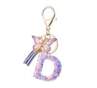 Générique A Z Alphabet Resin Keychain Butterfly Tassel Pendant For Women's Bag Porte-clés Aérienne Double Pour Clés (PP4, One Size)