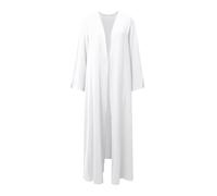 Générique Abaya Femme - Robe Femme Musulmane Abaya vêtements de prière musulmans pour Femmes Manches Longues Ouvert sur Le Devant avec Pantalon à Jambes Larges Tenue Caftan (White XXL)