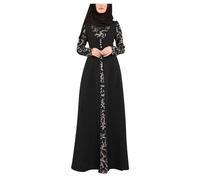 Générique Abaya Femme - Robe Musulmane Femme Robe Musulmane Abaya Unie pour Femmes Manches Longues col Rond Robe Longue Robes de l'Aïd Robe Moyenne Noir Moyen (Black XXXXL)