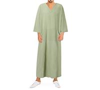 Générique Abaya Homme Coton Lin Caftan Abaya Jelaba Hommes Musulman Abaya Marocaine Kimono Qamis Islamiques Tenue de Prière Vêtements Musulmans Confortable Maxi Kamis