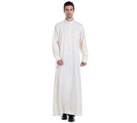 Générique Abaya Robe Kabyle Djellaba Homme Lin Caftan Marocain Grande Taille Mariage Kamis 2 Piece Musulman Kurta Vêtements Musulmans Tenu Africaine Boubou Africain Peignoir Brodée Qamis