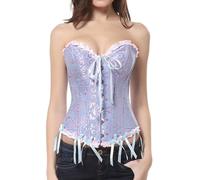 Générique Abdominale Women Corsets Bustiers Boned Embroidered Top Plus Size Legging Minceur Cellulite (Blue, M)
