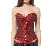 Générique Abdominale Women Corsets Bustiers Boned Embroidered Top Plus Size Legging Minceur Cellulite (Wine, M)
