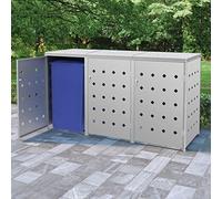 Générique Abri de Poubelle Triple sur roulettes 240 L Acier Inoxydable,Accessoires pour conteneurs à déchets,Cache-conteneurs à déchets-145381