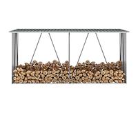 Générique Abri de Stockage de Bois Acier galvanisé 330x84x152 cm Gris,Maison & Jardin,Accessoires pour cheminées & poêles à Bois,Accessoires pour Range-bûches & Porte-bûches,Gris,22.84 KG,44859