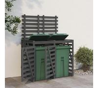 Générique Abri pour Poubelle Double sur roulettes Gris Bois Massif de pin,Accessoires pour conteneurs à déchets,Cache-conteneurs à déchets-3157687
