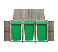 Générique Abri pour Poubelle Triple Gris 207x80x117 cm Résine tressée,Maison & Jardin,Produits ménagers,Accessoires pour conteneurs à déchets,Cache-conteneurs à déchets,Gris,25kg,319866